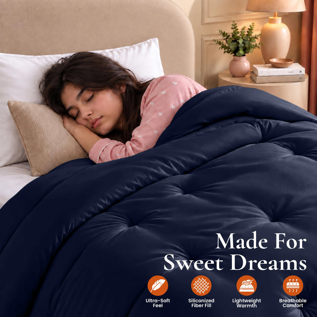 Twin Duvet Insert, Navy, Comforter, 64 x 88 Inches