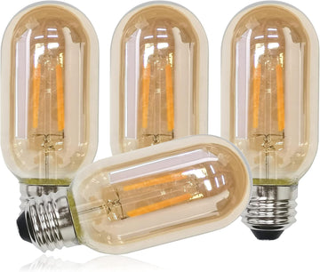 T45 E26 Amber Antique LED Edison Light Bulb,T14 LED Tubular Vintage Antique Dimmable led Bulb,2 Watt 120V 2200K Warm