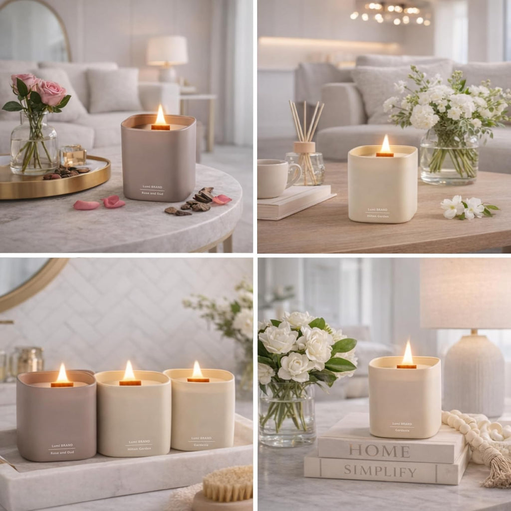Premium Scented Soy Candles Gift Set | Nature's Bloom Collection - Gardenia, Hilton Garden and Rose & Oud - Set of 3