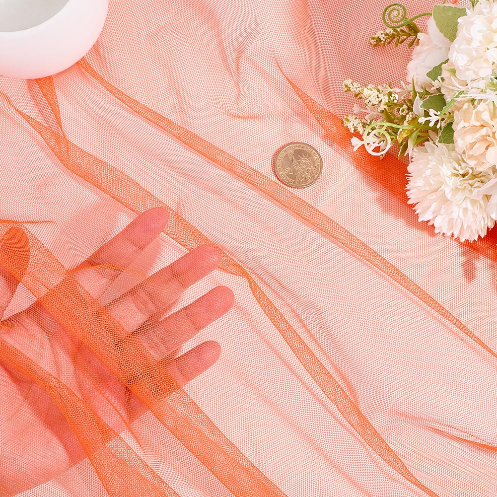 63 Inch Orange Mesh Fabric by The Yard Breathable Polyester Netting Tulle Cloth Soft Voile Solid Sheer Gauze Mosquito