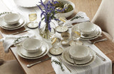Stoneware Dinnerware Sets, French Perle Scallop White 12-Piece Dinnerware Set for 4, Service For 4