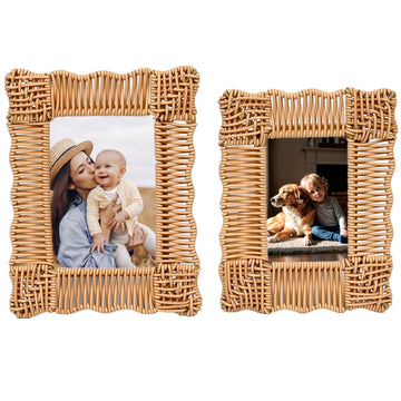 Rattan Picture Frame 5x7 & 4x6 Rattan Photo Frames Set of 2