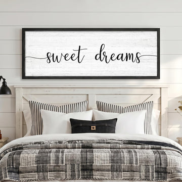 Sweet Dreams Wall Decor Above Bed 41.3''×15'' Large Farmhouse Wall Decor Guest Room Decor Framed Wood Wall Art Rustic