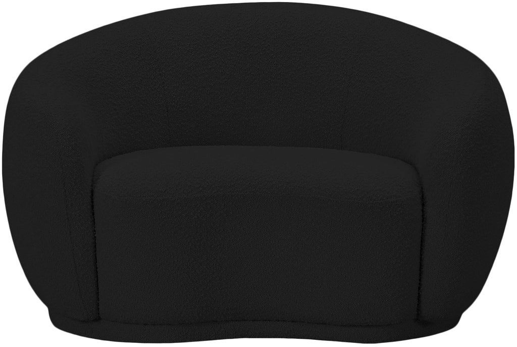 693Black-C Hyde Collection Modern | Contemporary Boucle Fabric Upholstered Accent Chair with Rounded Back, Black, 42"