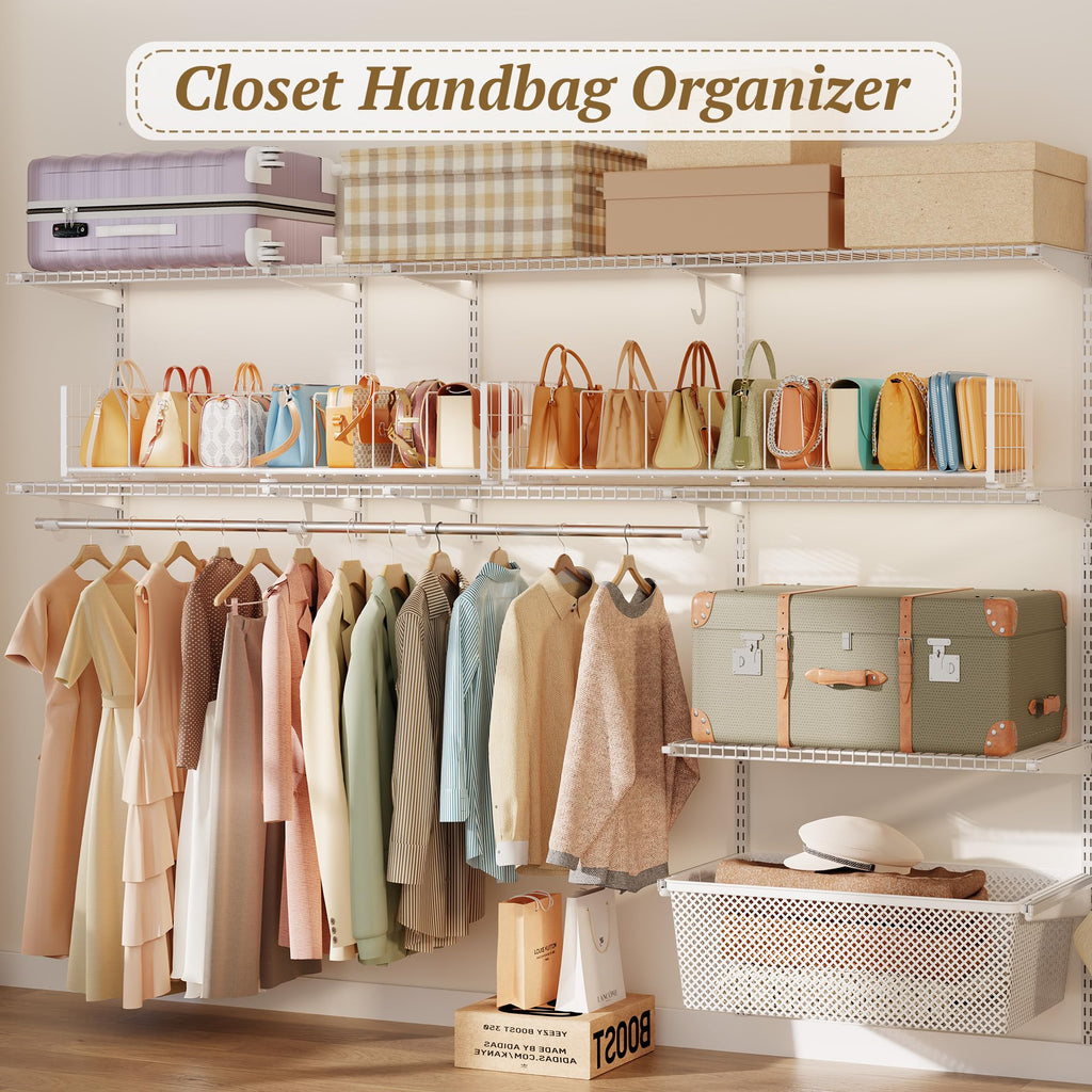 Purse Organizer for Closet, Adjustable Handbag Organizer with Shelf Dividers