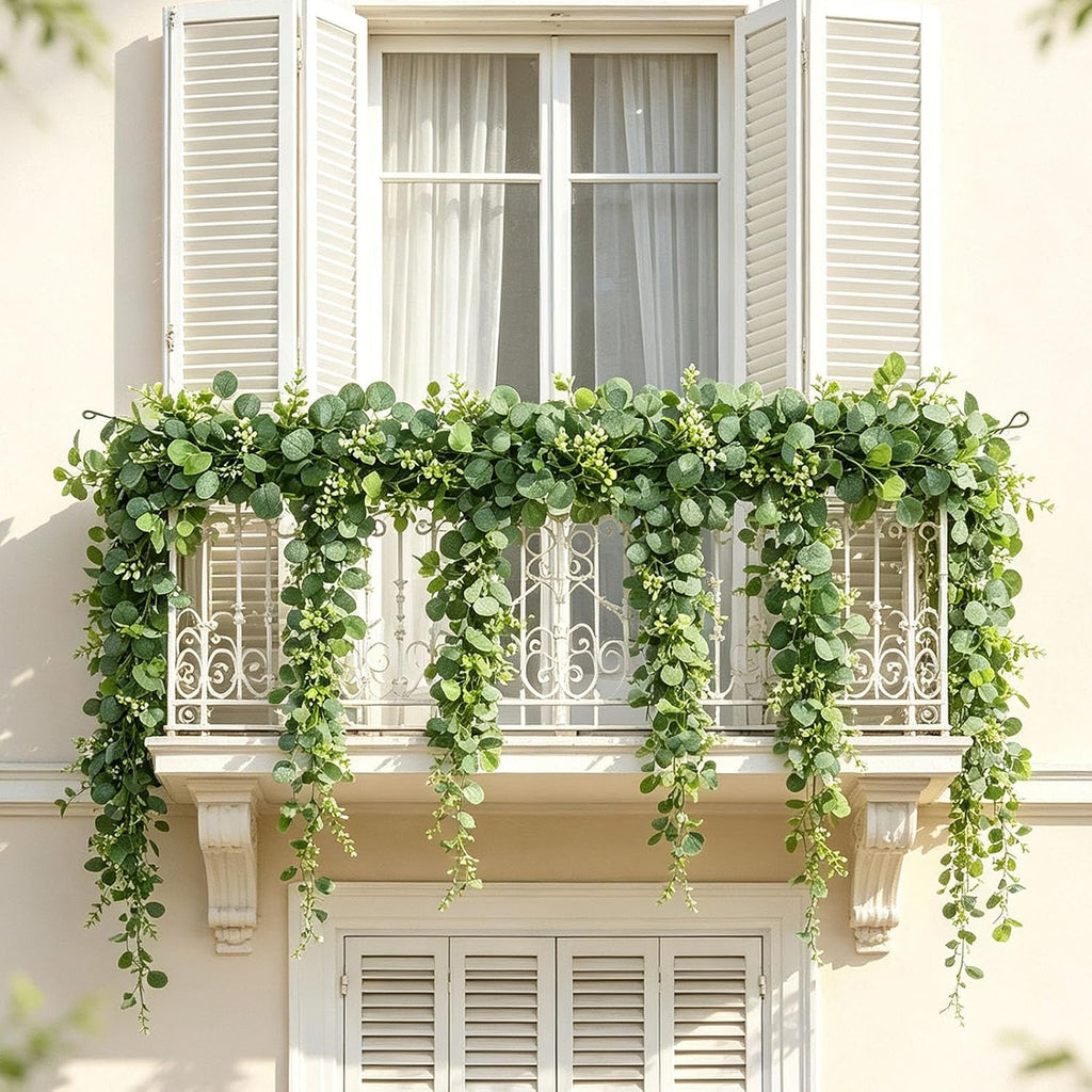 Faux Eucalyptus Garland Artificial Greenery Vine (Eucalyptus) - Set of 4