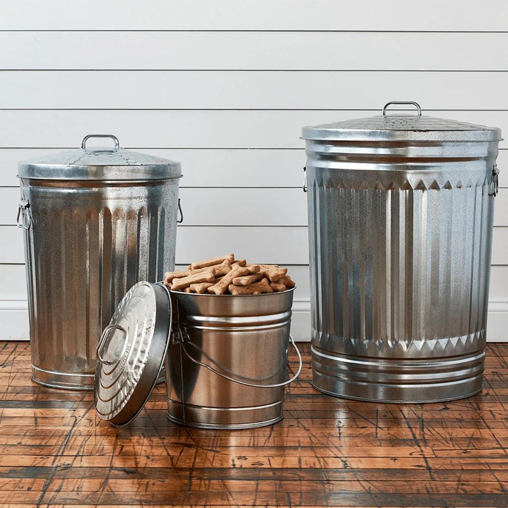 Galvanized Steel Storage Jar with Locking Lid 6 Gallon Airtight Container Pantry
