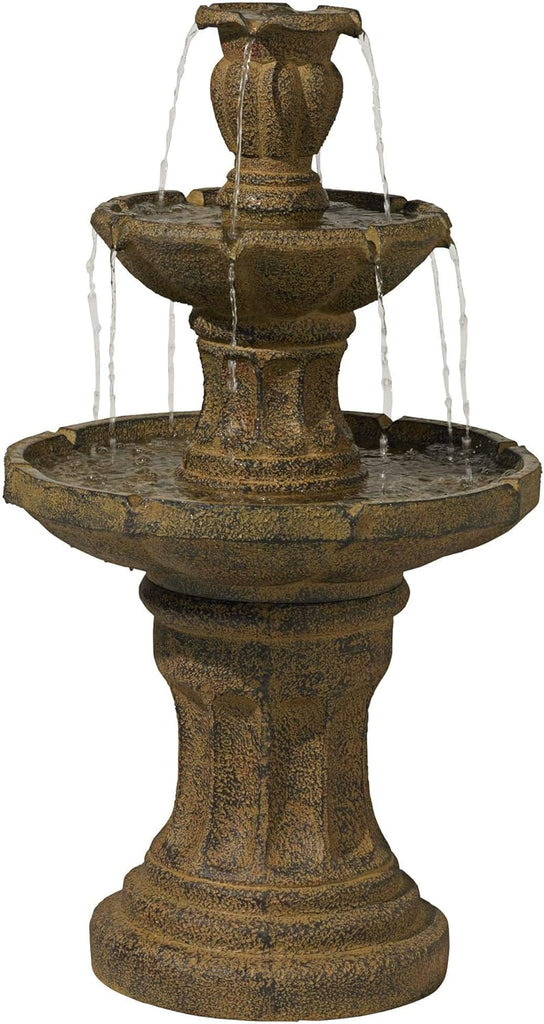 Tuscan Garden 41 1/2" High Large Traditional Italian Indoor Outdoor Decor Dark Faux Stone Floor Fountain Waterfall