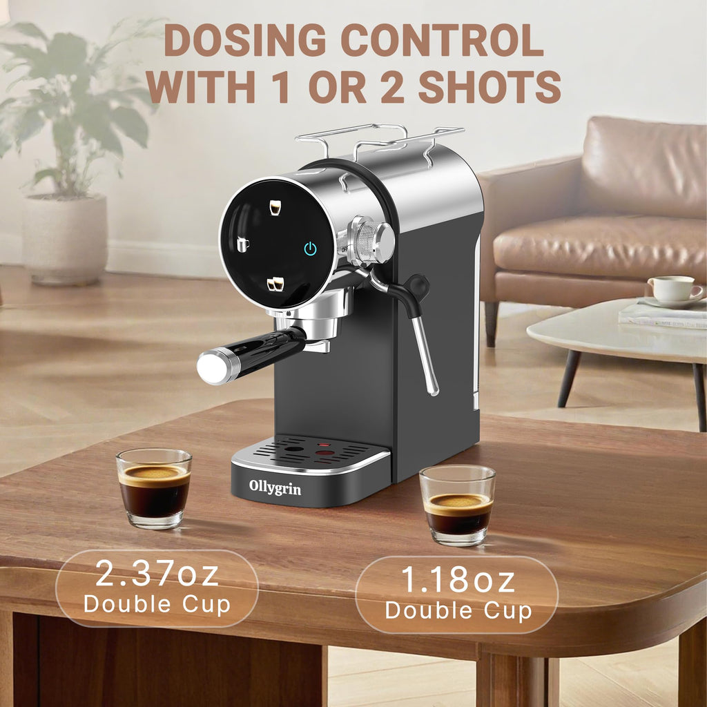 20 Bar Espresso Machine, Semi-Automatic Espresso Machine with Milk Frother, Compact Espresso Maker with Removable