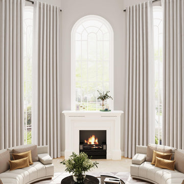 100% Blackout Extra Long Linen Curtains Light Cream 132 Inches Black Out Curtain Neutral 11ft Boho Farmhouse Drapes