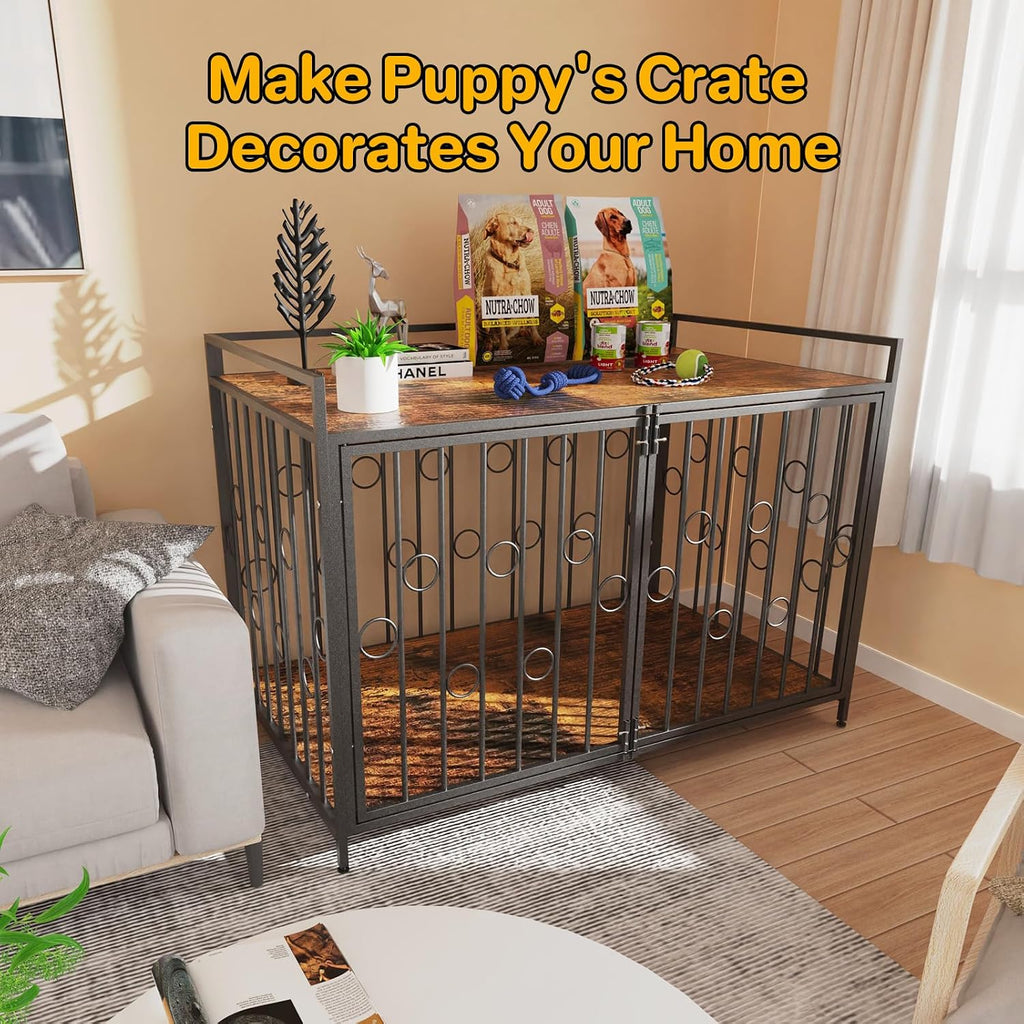 42" Dog Crate Furniture Style, Decorative Wooden Dog Cage