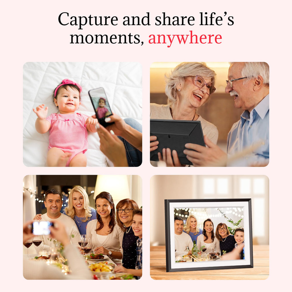 Frameo Digital Picture Frame - 10.1 Inch Smart Wi-Fi Photo Frame with Easy App Connection, Gift for Women, Mom