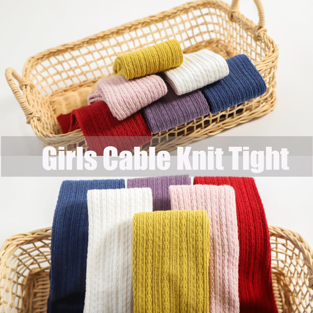Girls Tights Cable Knit Tights Thick Solid Footed Winter Warm Leggings