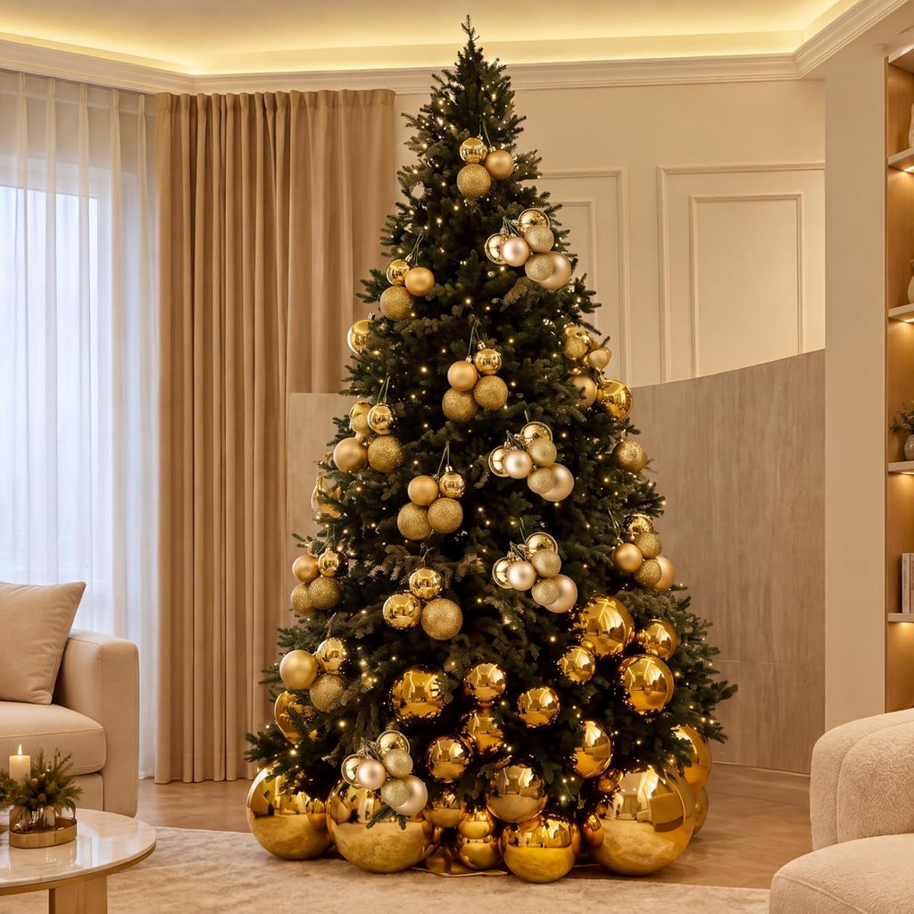 4 Sets Large Gold Glitter Christmas Ball Clusters Ornaments Decor