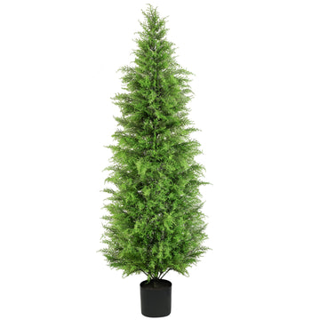 Artificial Cedar Trees for Outdoor, 6FT Artificial Topiary Trees Decor UV Rated Fake Shrubs for Front Porch Indoor and