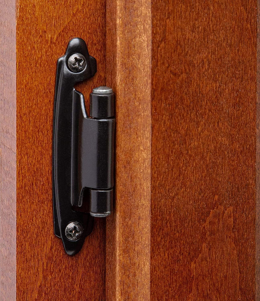 1/2" Overlay Matte Black Cabinet Hinges 50 Pack (25 Pair) Self Closing Bath & Kitchen Cabinet Hinges Black Flush Mount