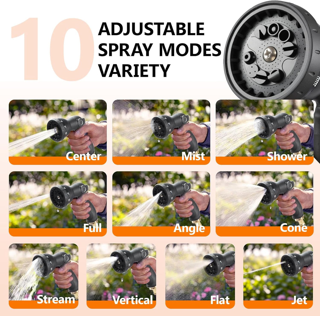 Retractable Garden Hose Reel 1/2 in x 100 ft, Heavy Duty Wall Mounted Hose Reel with 10- Function Sprayer Nozzle