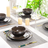 Ceramic Dinnerware Sets for 6,Stoneware Plates and Bowls Sets,Handmade Reactive Glaze Dishes Set,Chip Resistant and