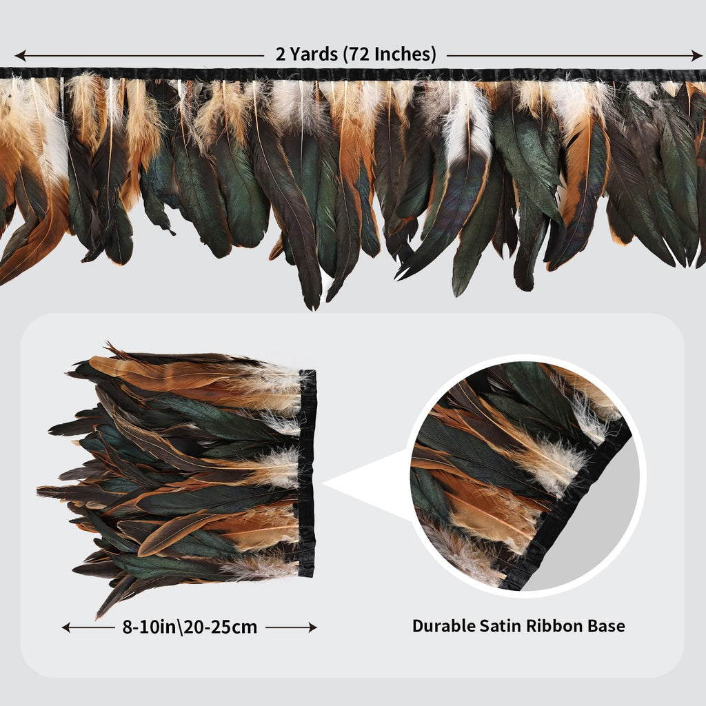 Rooster Coque Tail Feathers Trim (Natural, 8-10in Trim-1pcs)