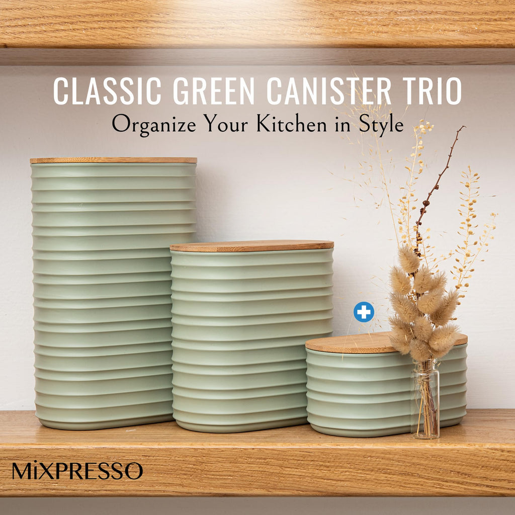 3 Pcs Green Canisters Sets for the Kitchen, Coffee Containers