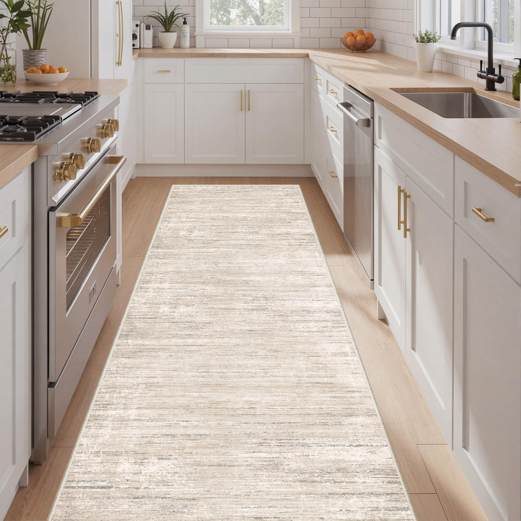 Washable Hallway Runner Rugs 2.5 x 10, Soft Kitchen Rug Beige
