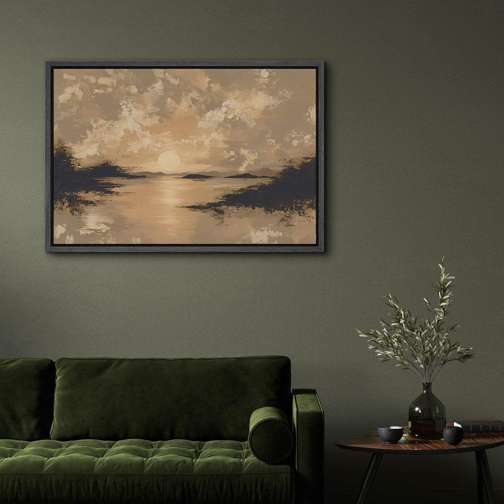 Framed Canvas Print Wall Art Sunset Ocean View