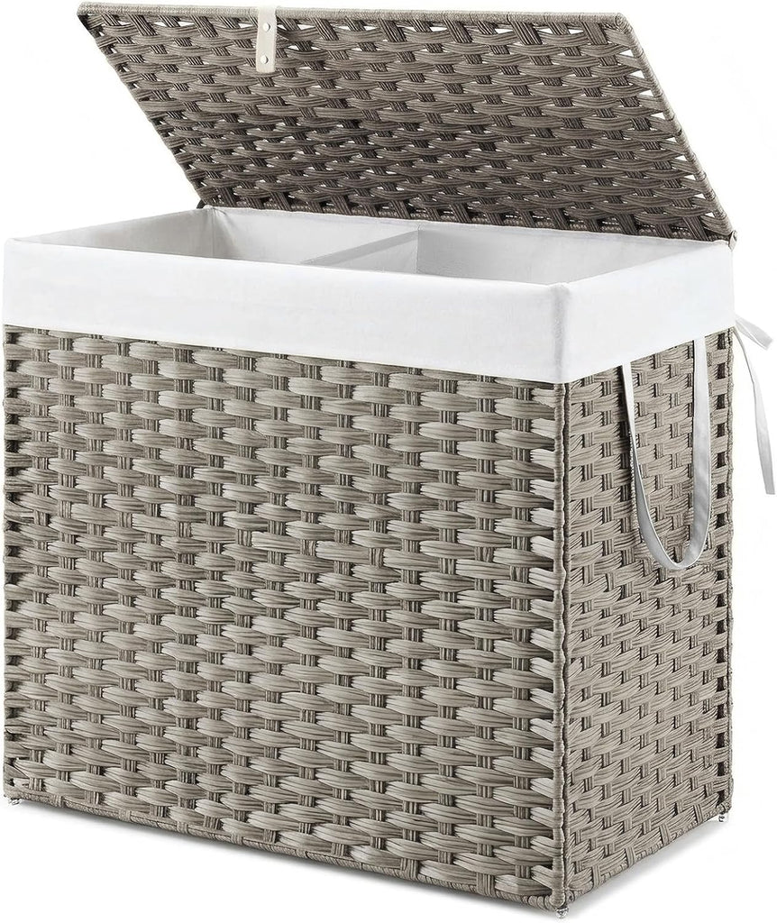 Laundry Hamper with Lid, 29 Gallon (110L) Wicker Clothes Basket, Double Woven Clothes Basket Organizer & Laundry