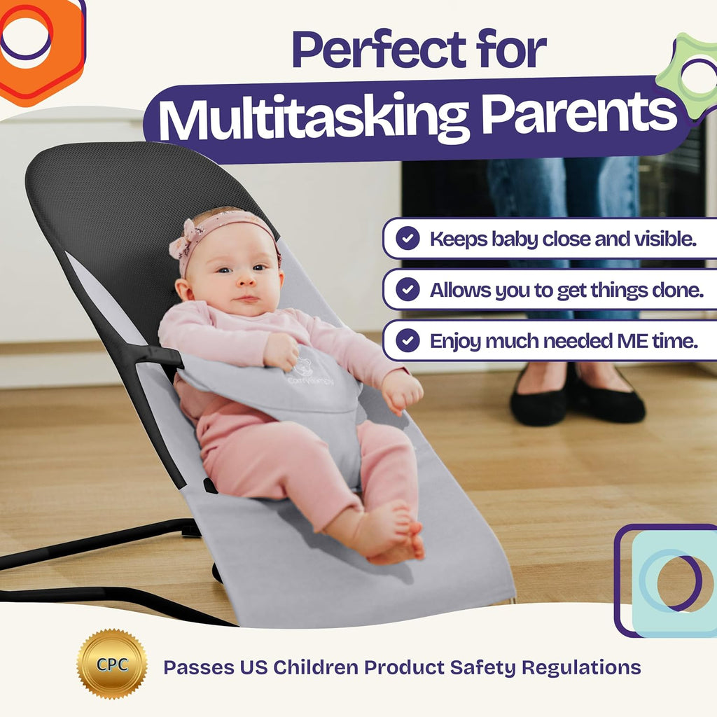 Portable Baby Bouncer, Organic Cotton, Position Recline