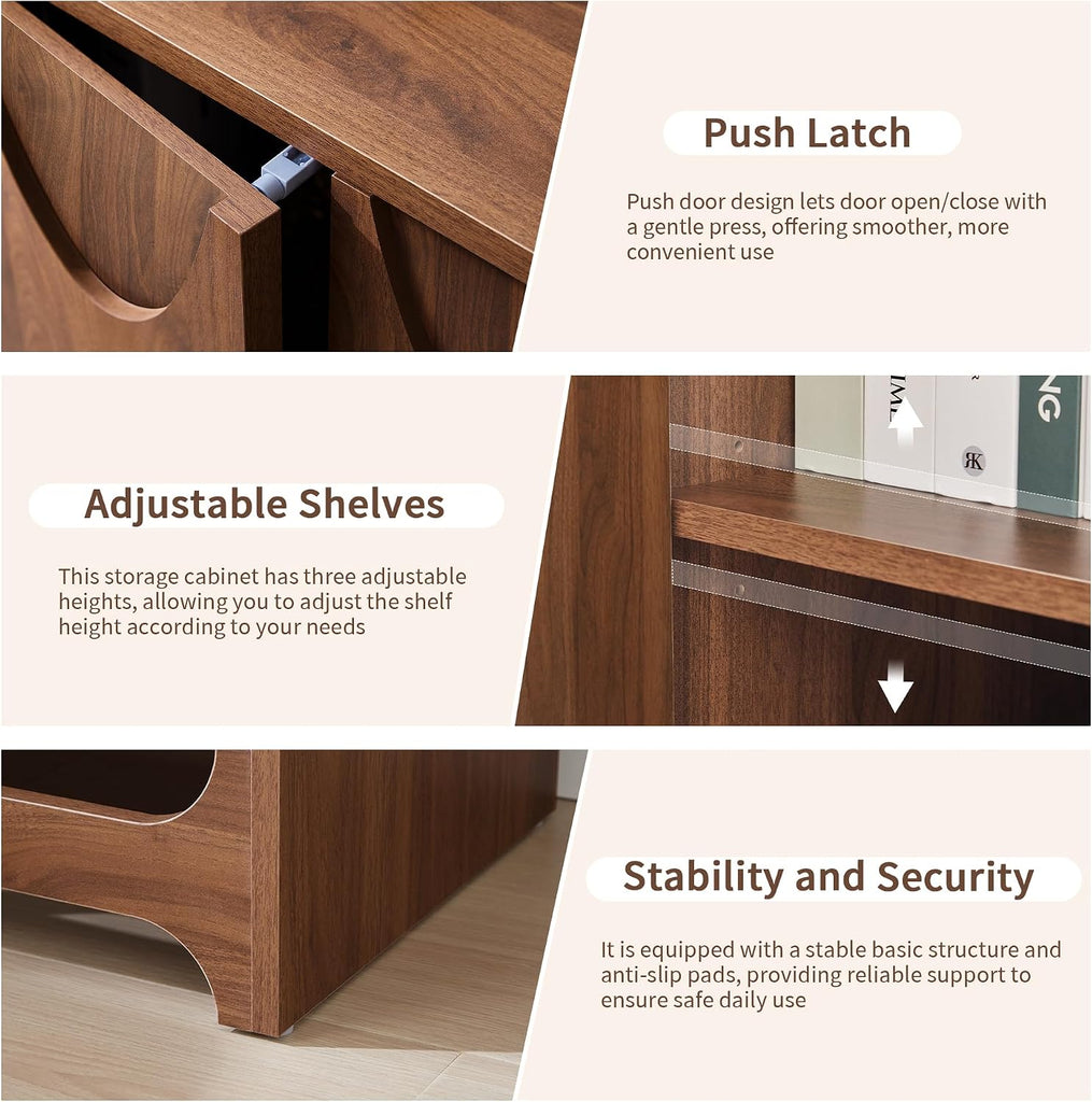 Sideboard Buffet Cabinet with Storage, 31.5" Mid Century Modern Storage Cabinet with Adjustable Shelf and 2 Doors