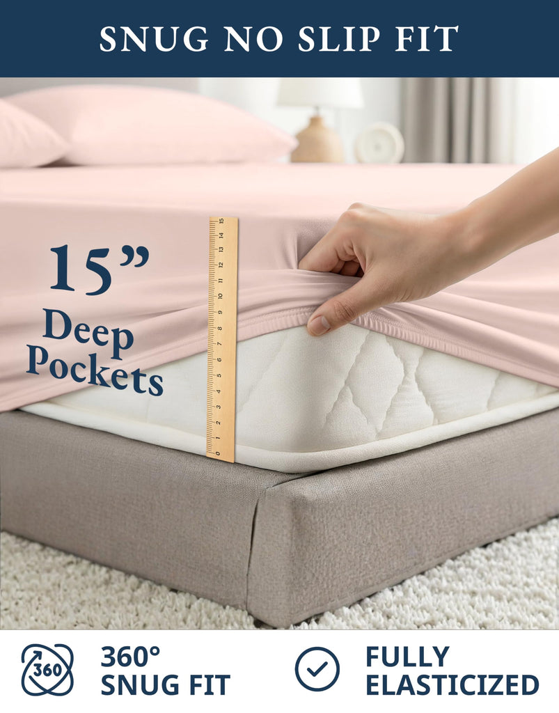 Queen Size Sheet Set 100% Organic Cotton Percale - Sepia Rose