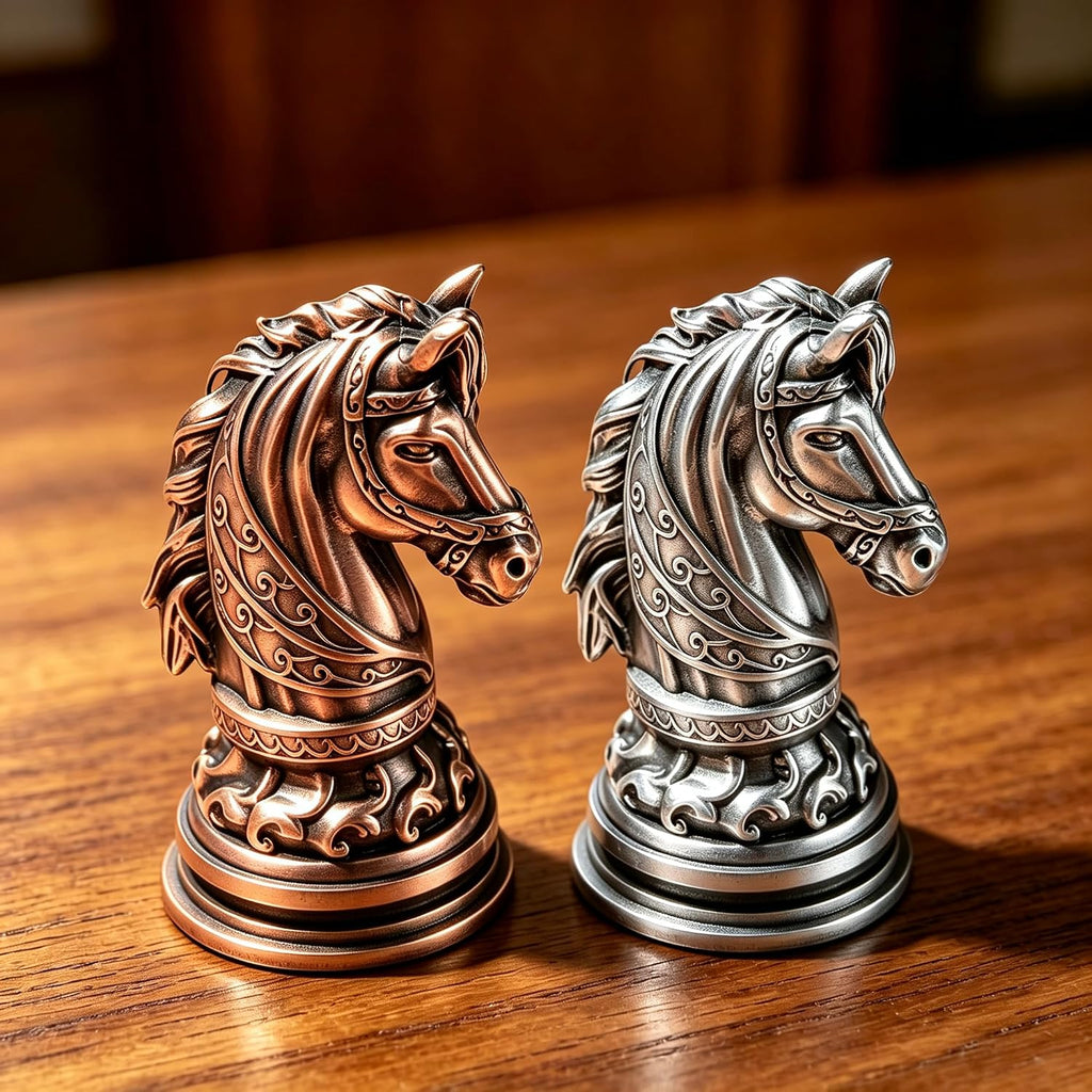 Large Baroque Metal Chess Set for Adults, 15.75 Inch Luxury Glossy Black & Maple Wooden Chess Board,Vintage Luxury
