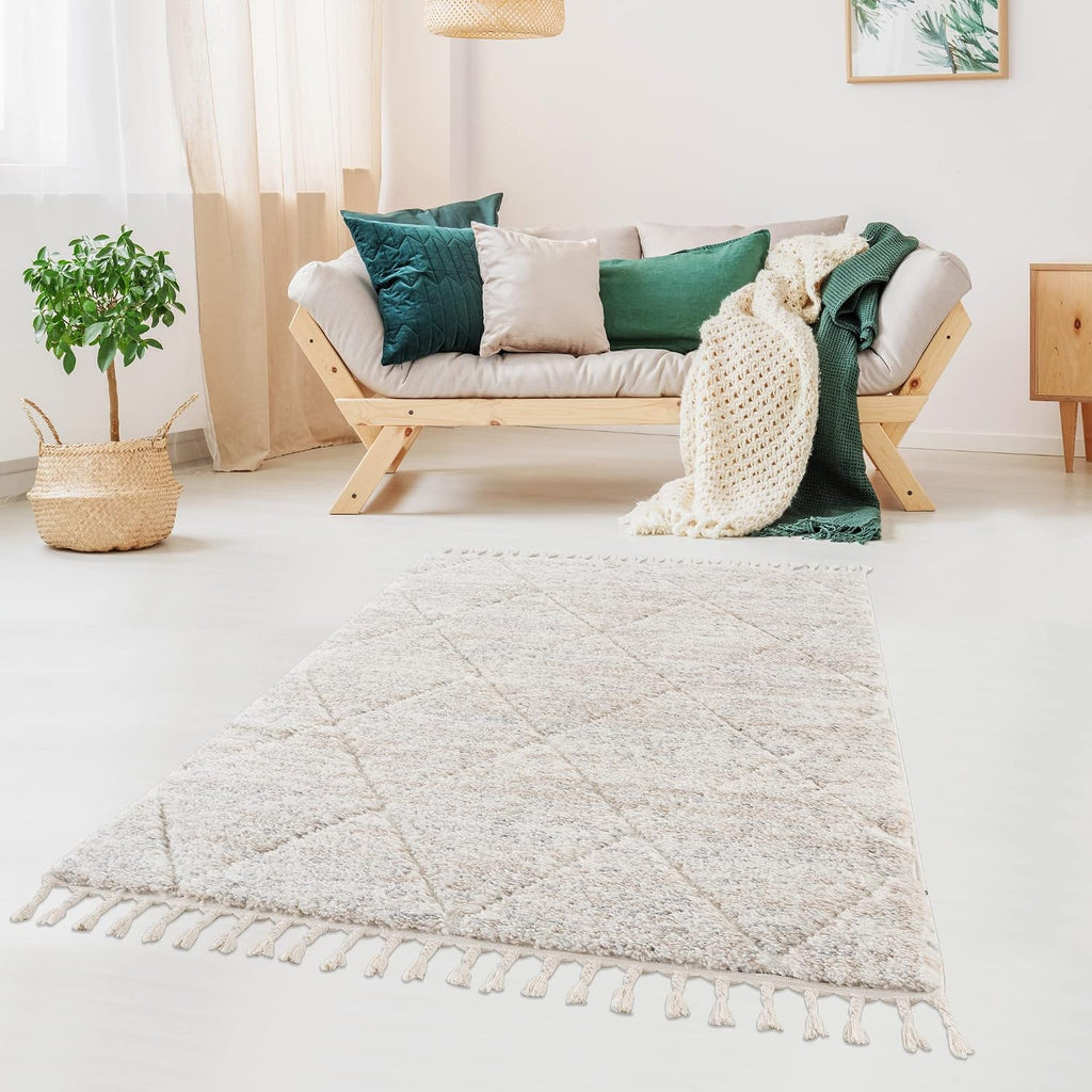 Madison Park Sophia Woven Turkish Area Rugs, Diamond Trellis with Tassel, Indoor Dining Accent Modern Home Décor