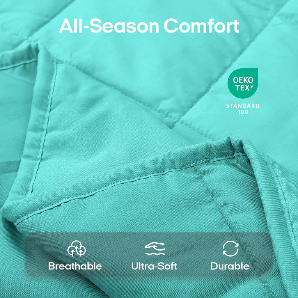 Weighted Blanket for Adults (48"x72", 15lbs, Dark Green) | Twin Size High Breathability Cooling Heavy Blanket, Soft