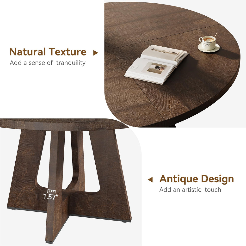 47 in Round Large Dining Table Set for 4 to 6 People