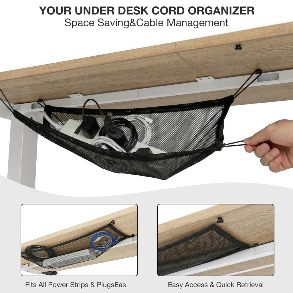 40x24 Electric Standing Desk with Cable Net, Oak