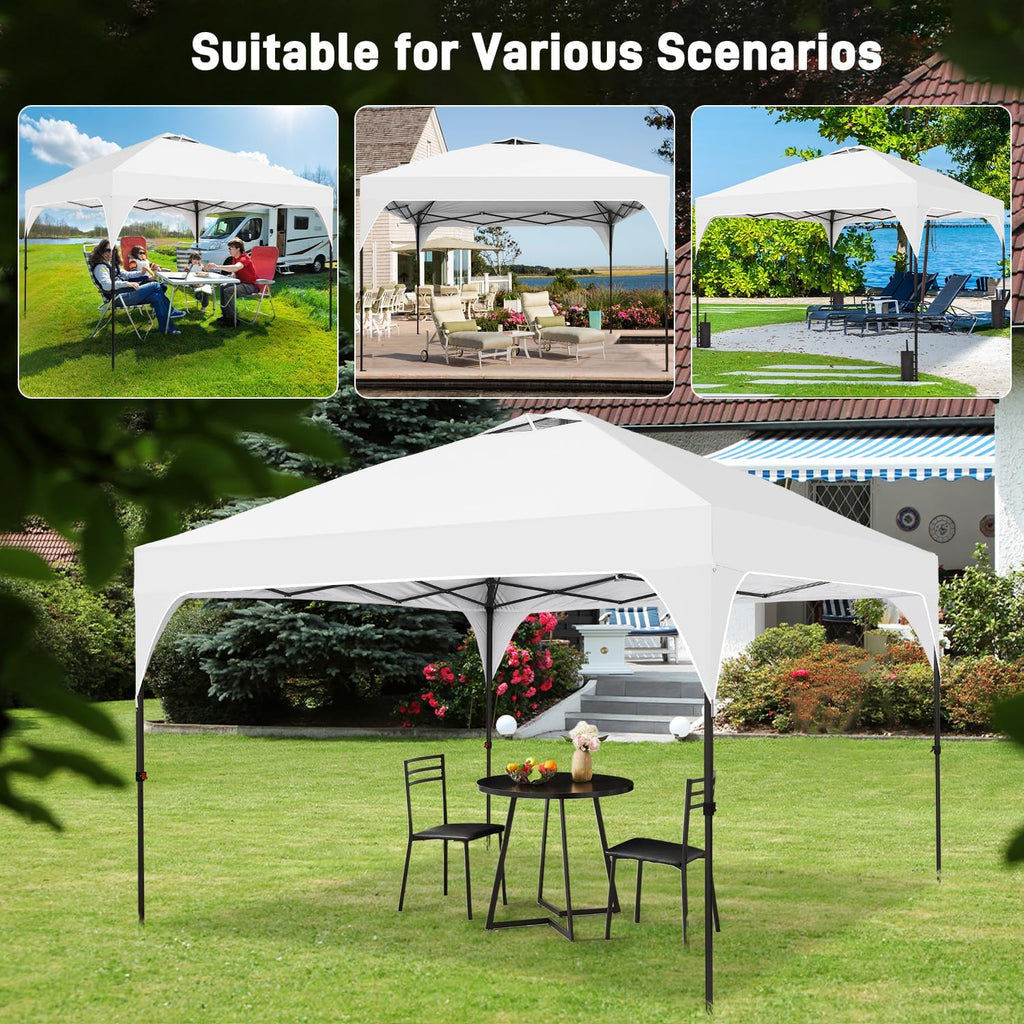 Pop Up Canopy, 10x10 FT Instant Outdoor Canopy Tent with Carrying Bag, 3 Adjustable Heights