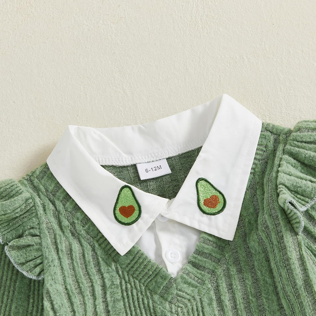 Baby Toddler Girl Outfits Ruffle Ribbed Collar Top Embroidery Jeans