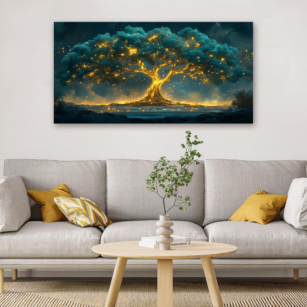 Canvas Wall Art Decor Artwork for Walls Green Gold Wall Art Decor Tree of Life Wall Art Tree Wall Decor Art Wall Art