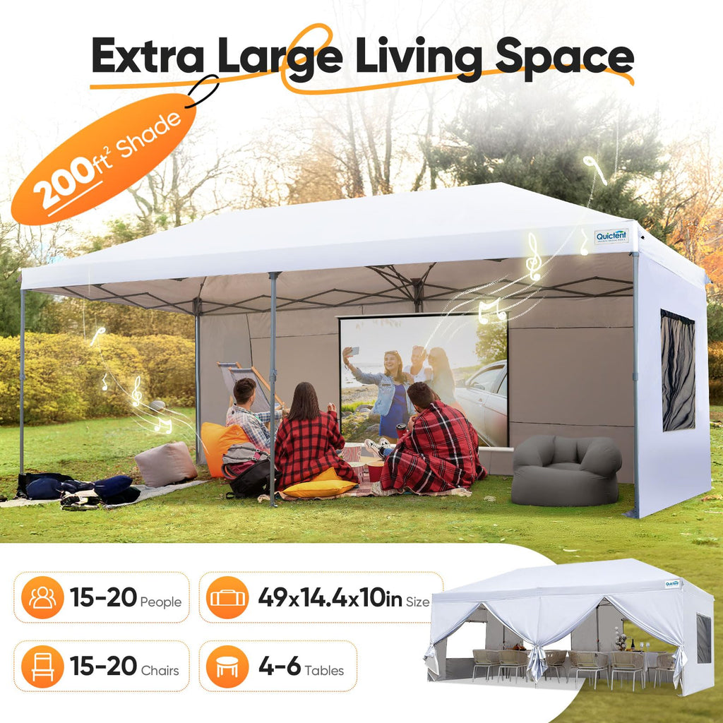 10x20 Pop Up Canopy with 6 Sidewalls & Mesh Windows