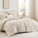 Queen Comforter Set Beige, Comforters Queen Boho Cream Soft Warm Tufted Neutral Bedding Comforter Sets for Queen Bed