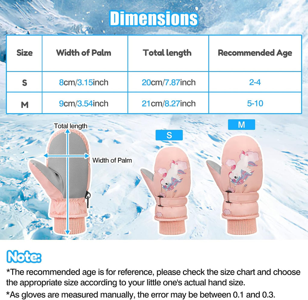 Kids Skiing Gloves, Toddler Mittens, Waterproof Mitten for Boys Girls