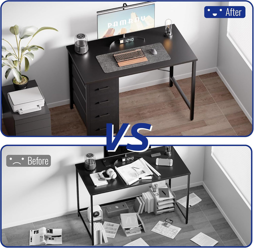 32 Inch Computer Desk with 4 Drawers Small Office Desk Bedroom Study Writing Simple Modern Computer Table Marble