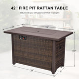 42 Inch Propane Fire Pit Table, 50,000 BTU Outdoor Gas Fire Pits with Removable Lid, 2 in 1 Rectangular Firepit Table for Outside Patio Deck and - Image 4