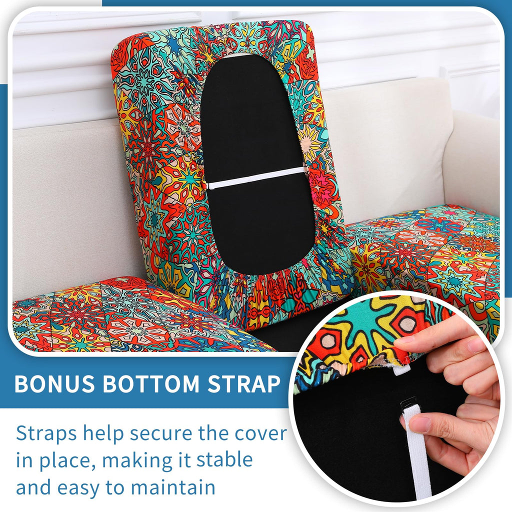 Printed Couch Cushion Covers, Sofa Covers Washable for 3 Cushion Couch