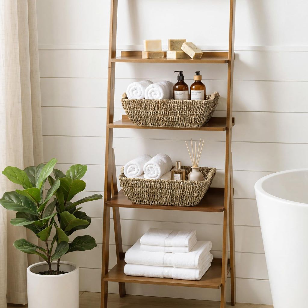 Wicker Baskets for Shelves, Seagrass Storage Baskets, 2 Pack