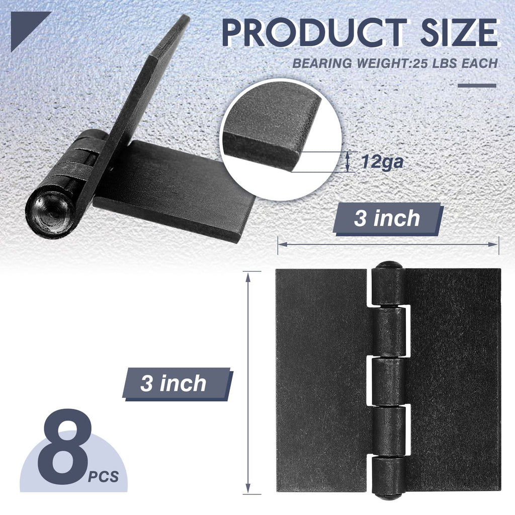 8 Pcs Weld Hinges Heavy Duty Steel Butt Hinge, 3 Inches
