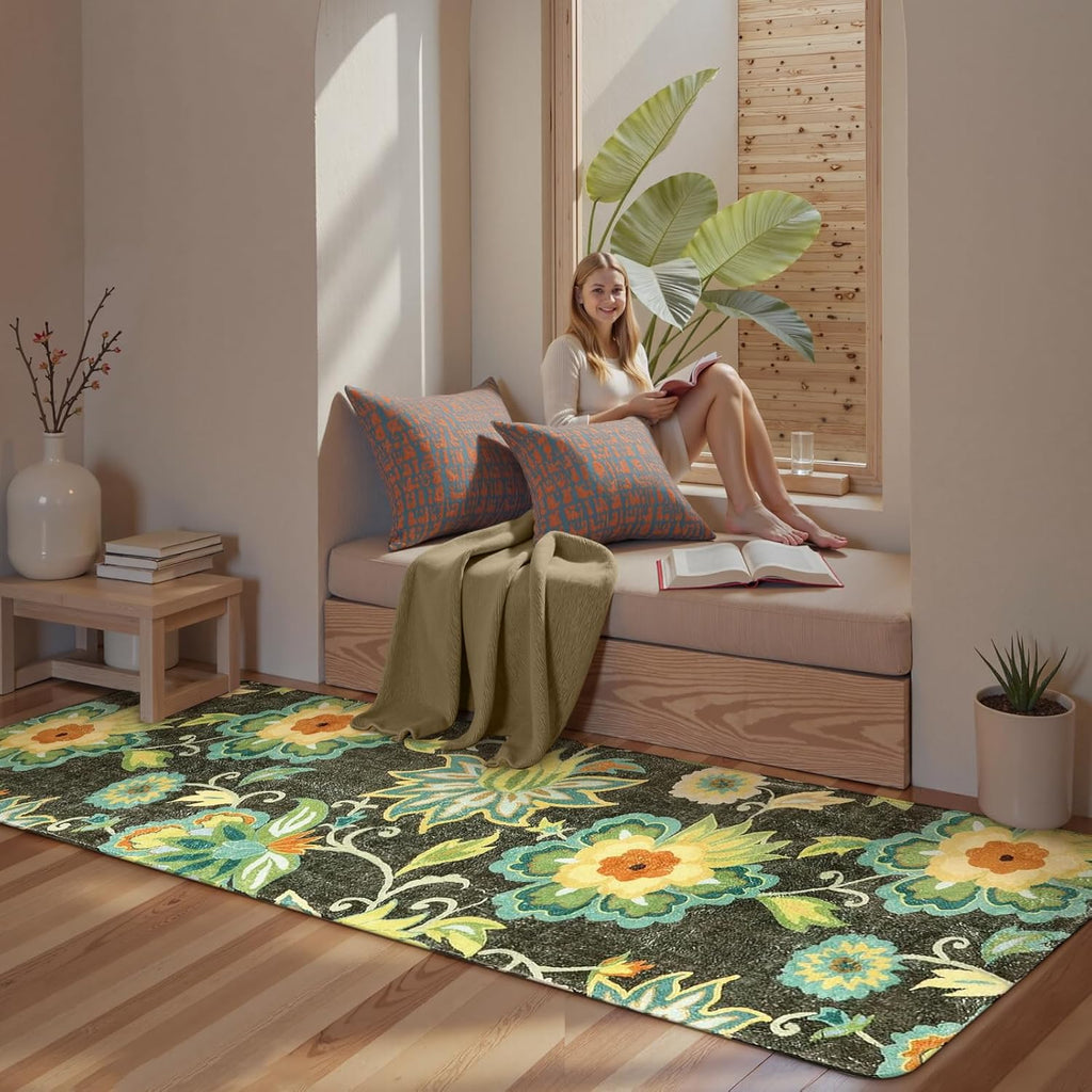 Floral Kitchen Runner Rug- 2x8 Runners
