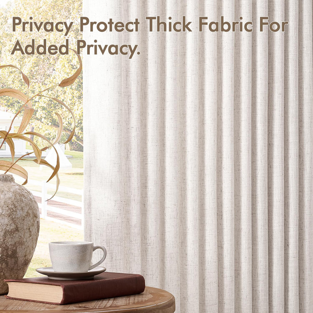 Pinch Pleated Linen Curtains 96 Inches Long 2 Panels Natural