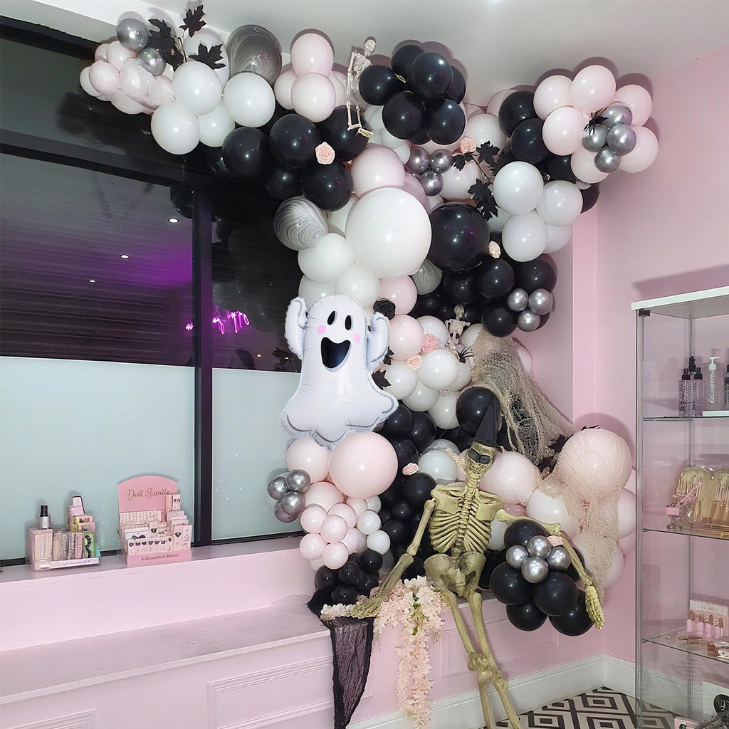 Pink Ghost Halloween Balloon Arch Garland Kit Spooky One Birthday Balloons