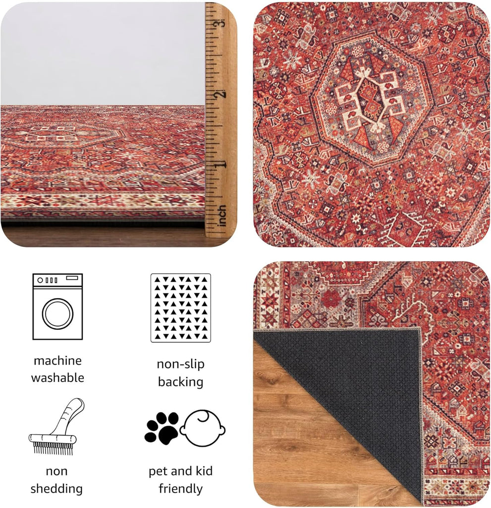 3x5 Rug - Machine Washable Entry Rug with Non-Slip Backing, Ideal